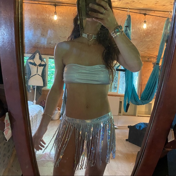 Rave holographic bikini set with matching choker necklace - Picture 1 of 6